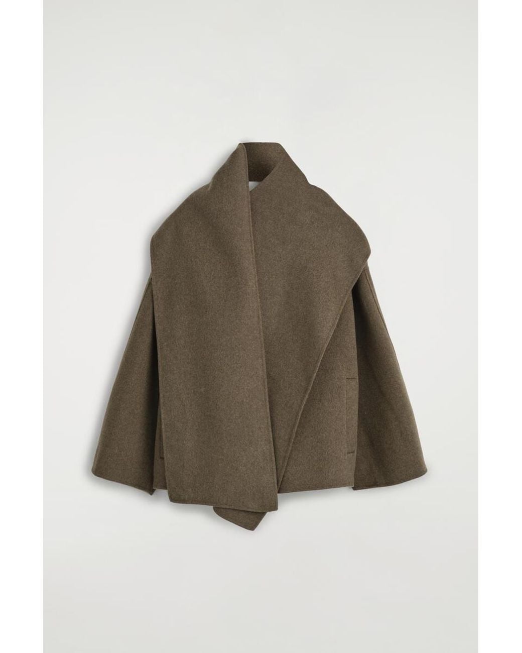 COS Brown Double-Faced Wool-Blend Scarf Jacket