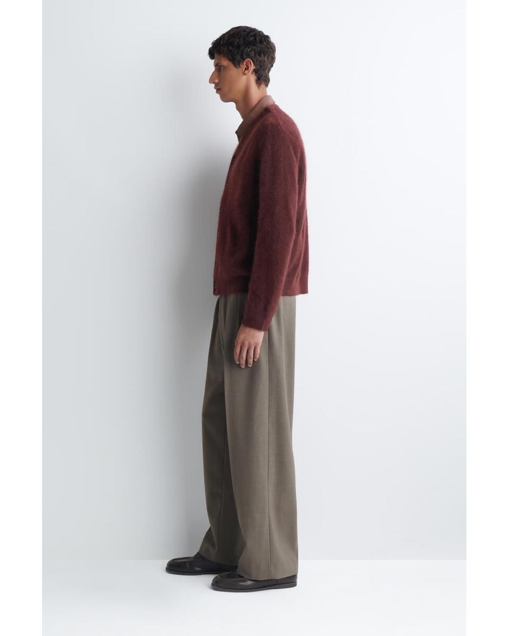 COS Red Brushed-Cashmere V-Neck Cardigan for men