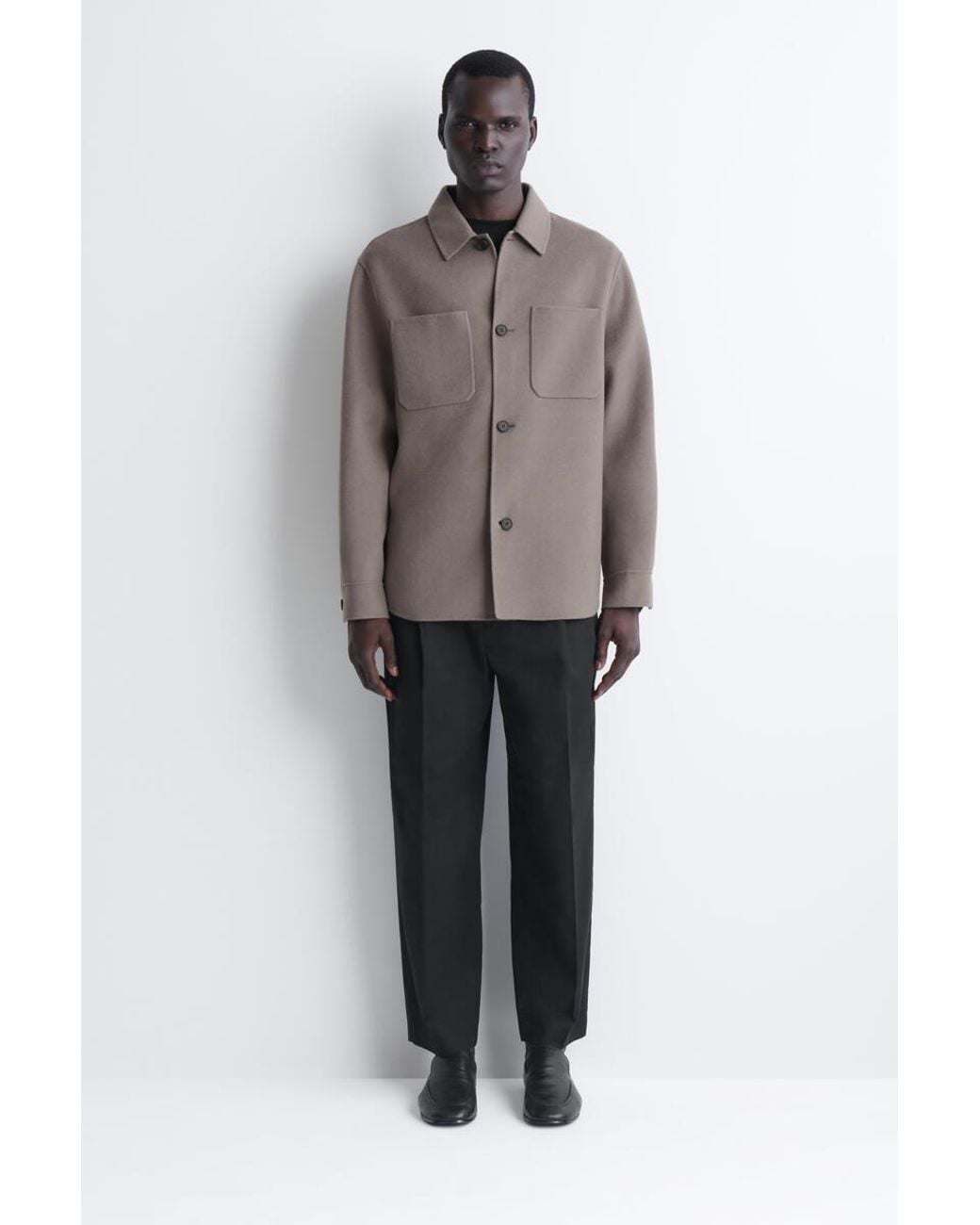 COS Brown Double-Faced Wool Overshirt for men