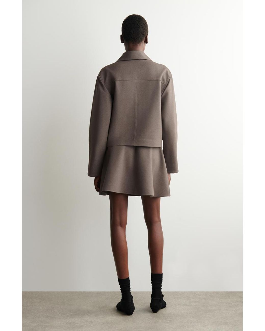 COS Brown Flared Jersey Mini Skirt