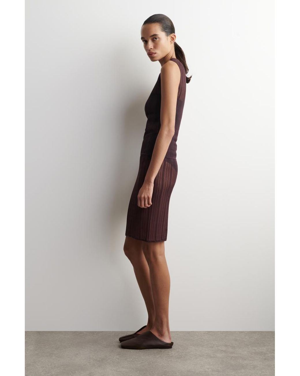 COS Purple Sheer Lace-Knit Skirt