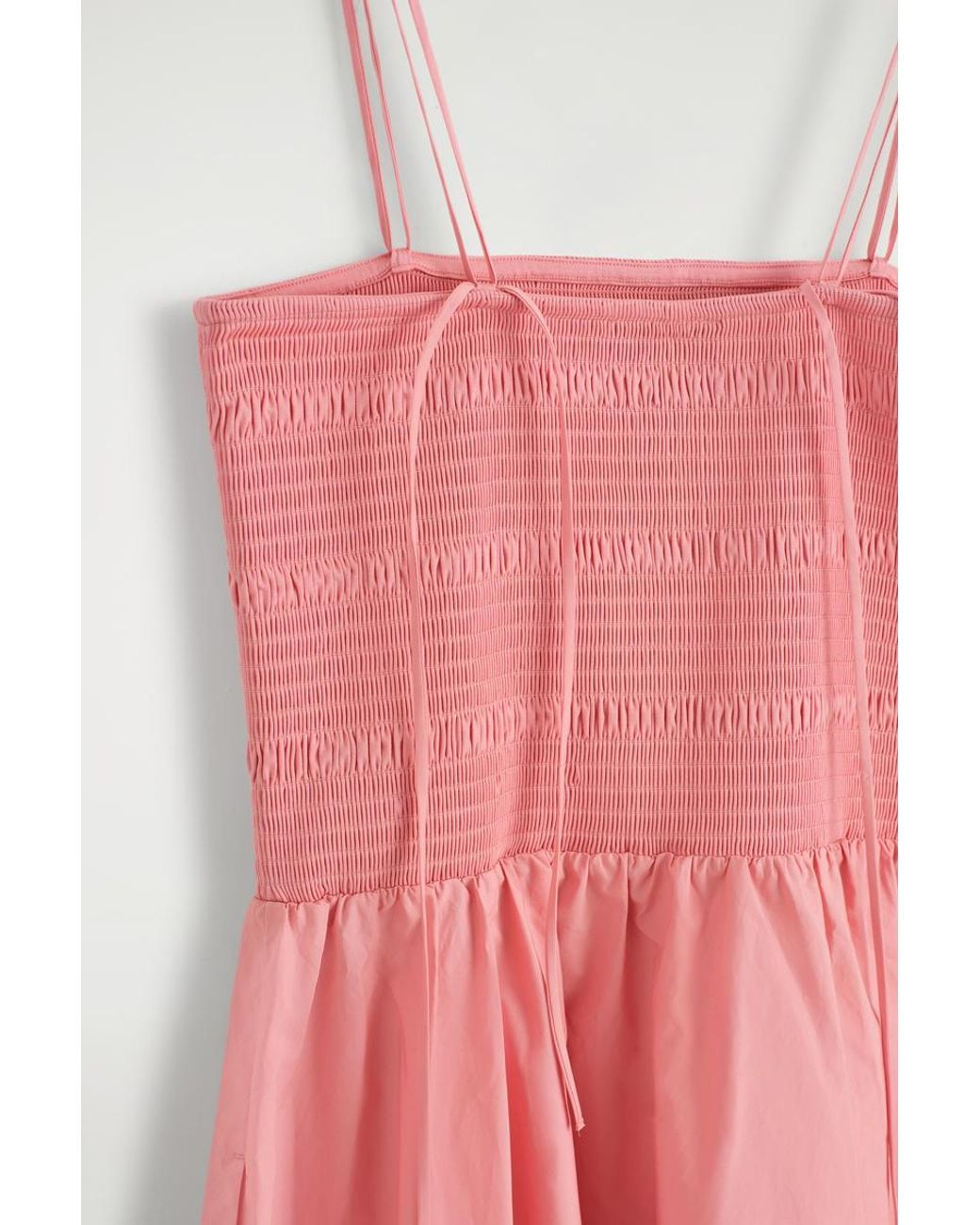 COS Pink Smocked Midi Dress