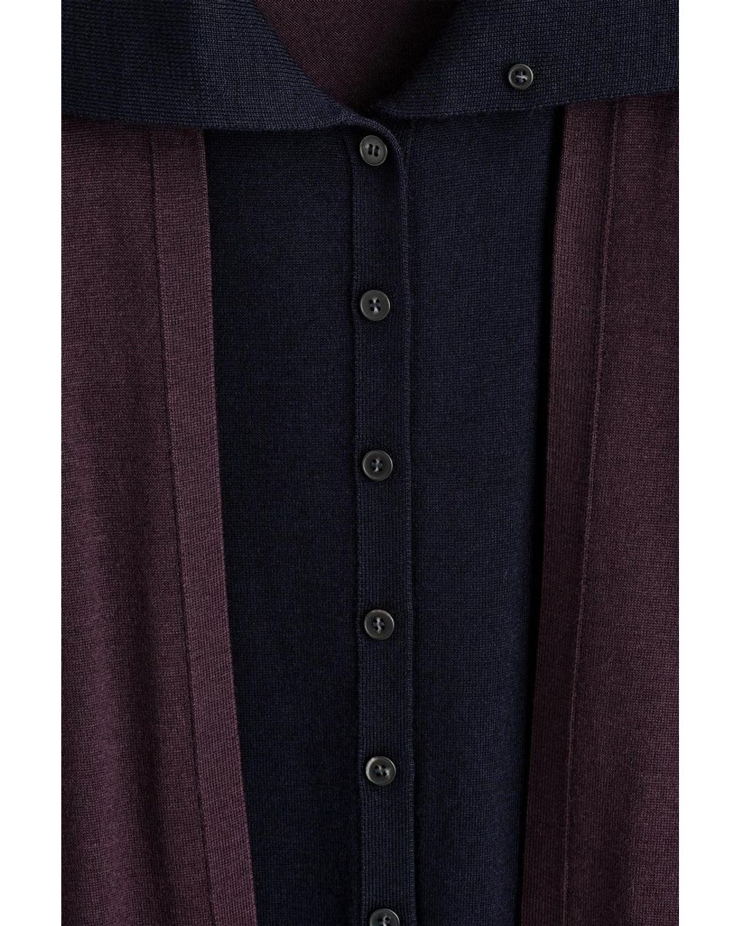 COS Blue Layered Merino Wool Turtleneck Cardigan