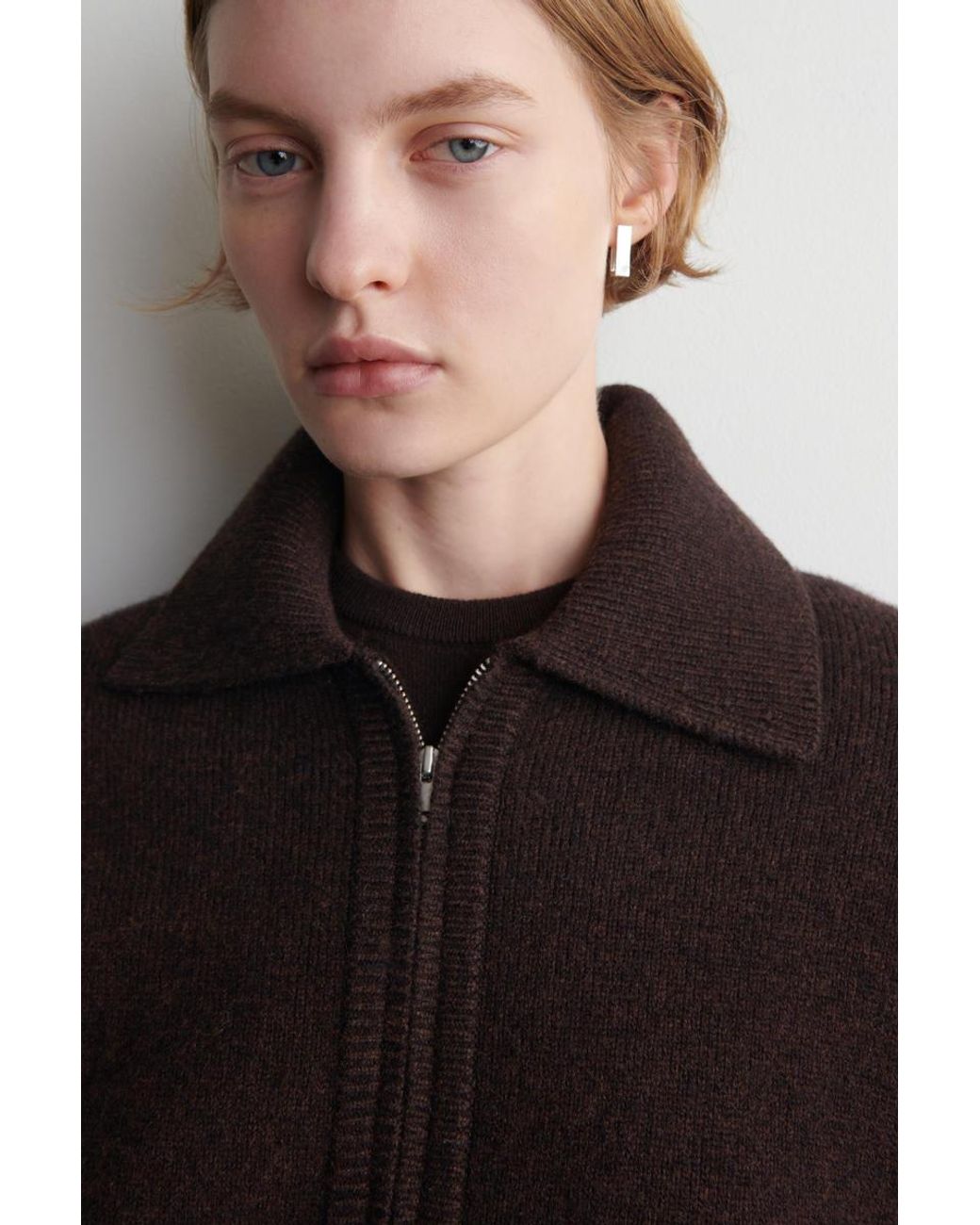 COS Black Cropped Knitted Merino Wool Jacket