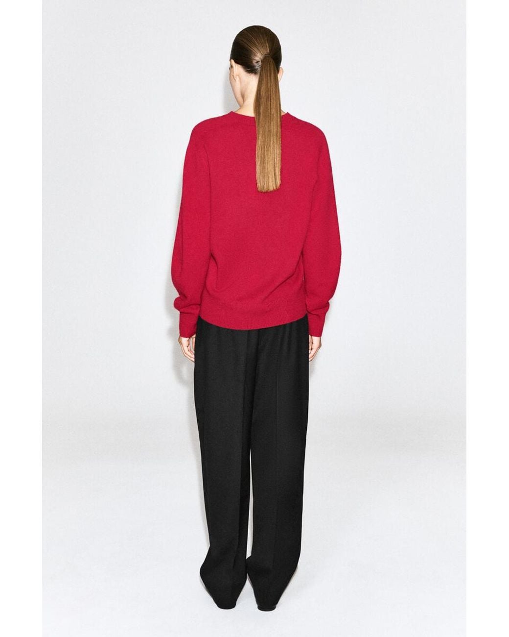 COS Red Sculpted Cashmere V-Neck Sweater