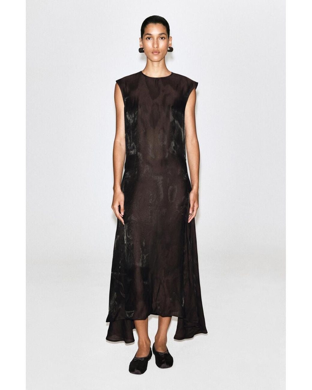 COS Black Animal-Jacquard Midi Dress