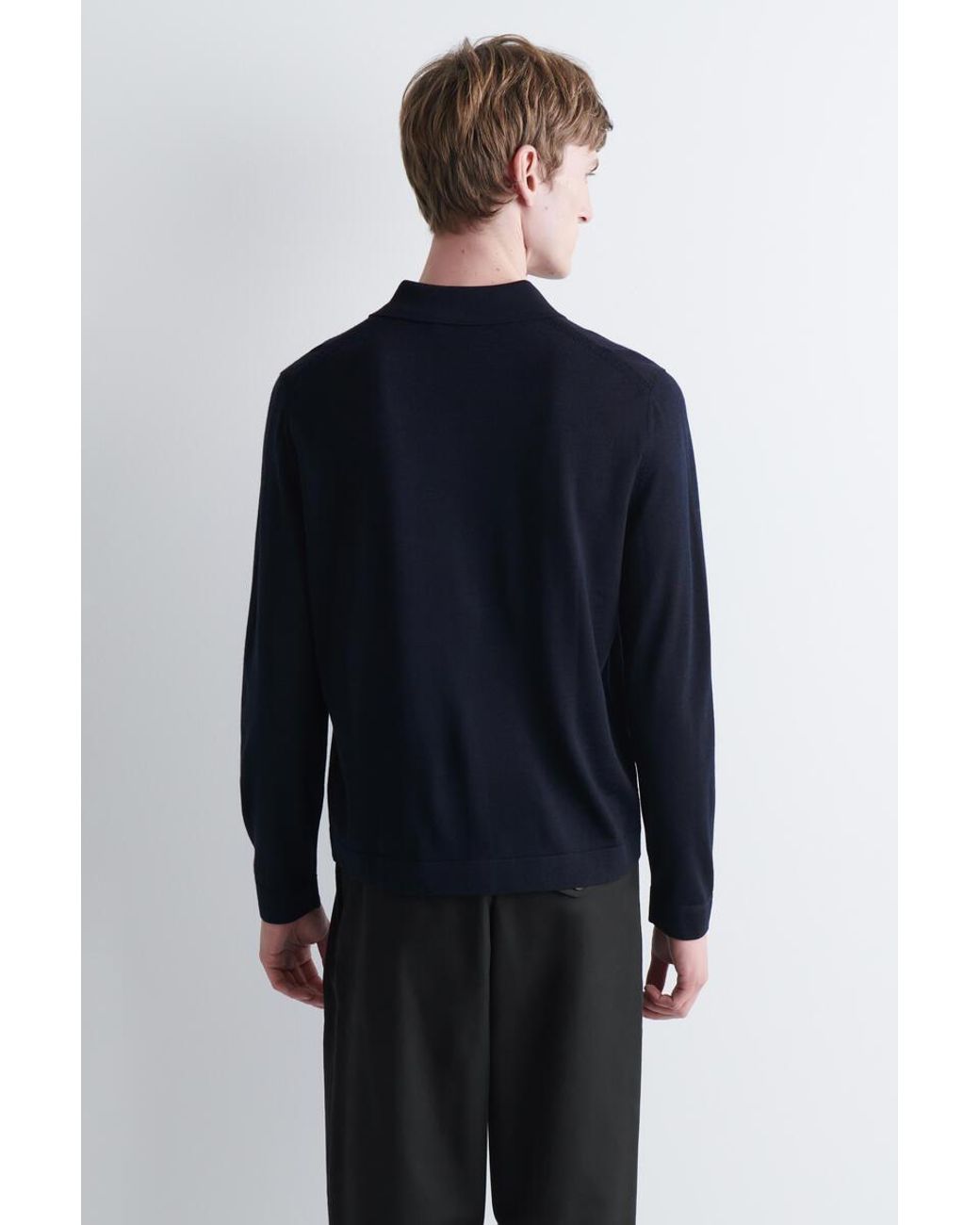 COS Blue Knitted Merino Wool Shirt for men
