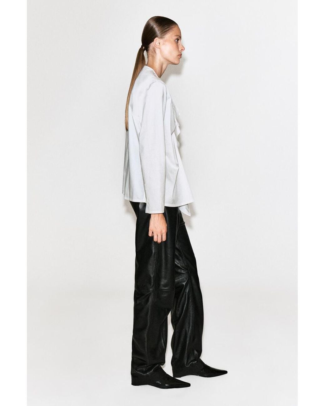 COS White Ruffled Cotton Blouse
