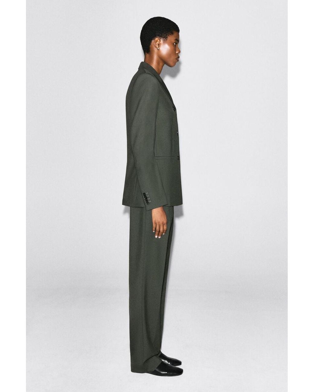 COS Green Wool-Blend Double-Breasted Blazer