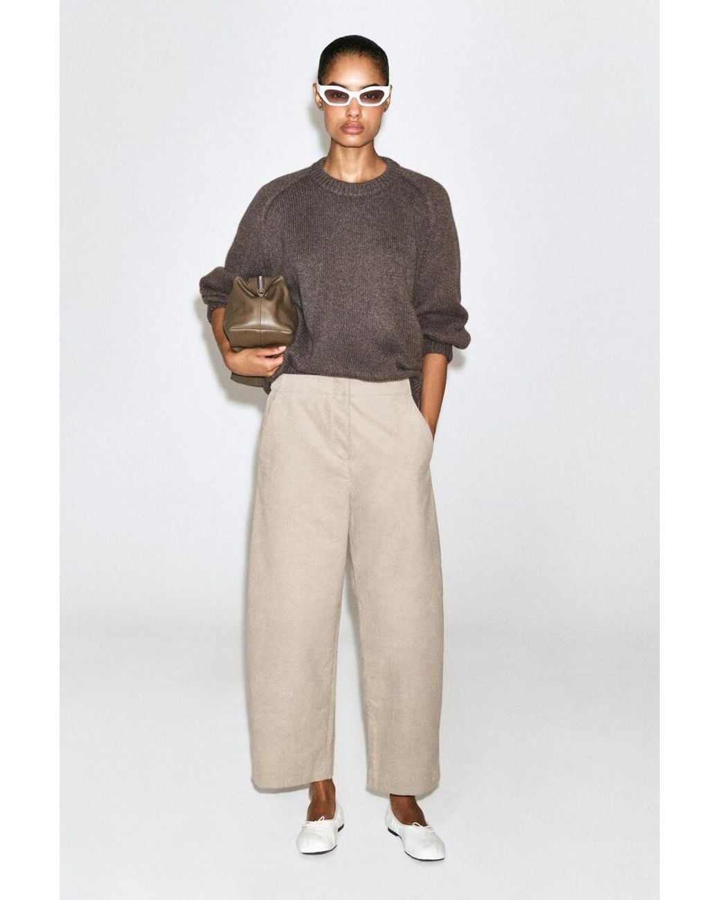 COS Natural Corduroy Barrel-Leg Pants