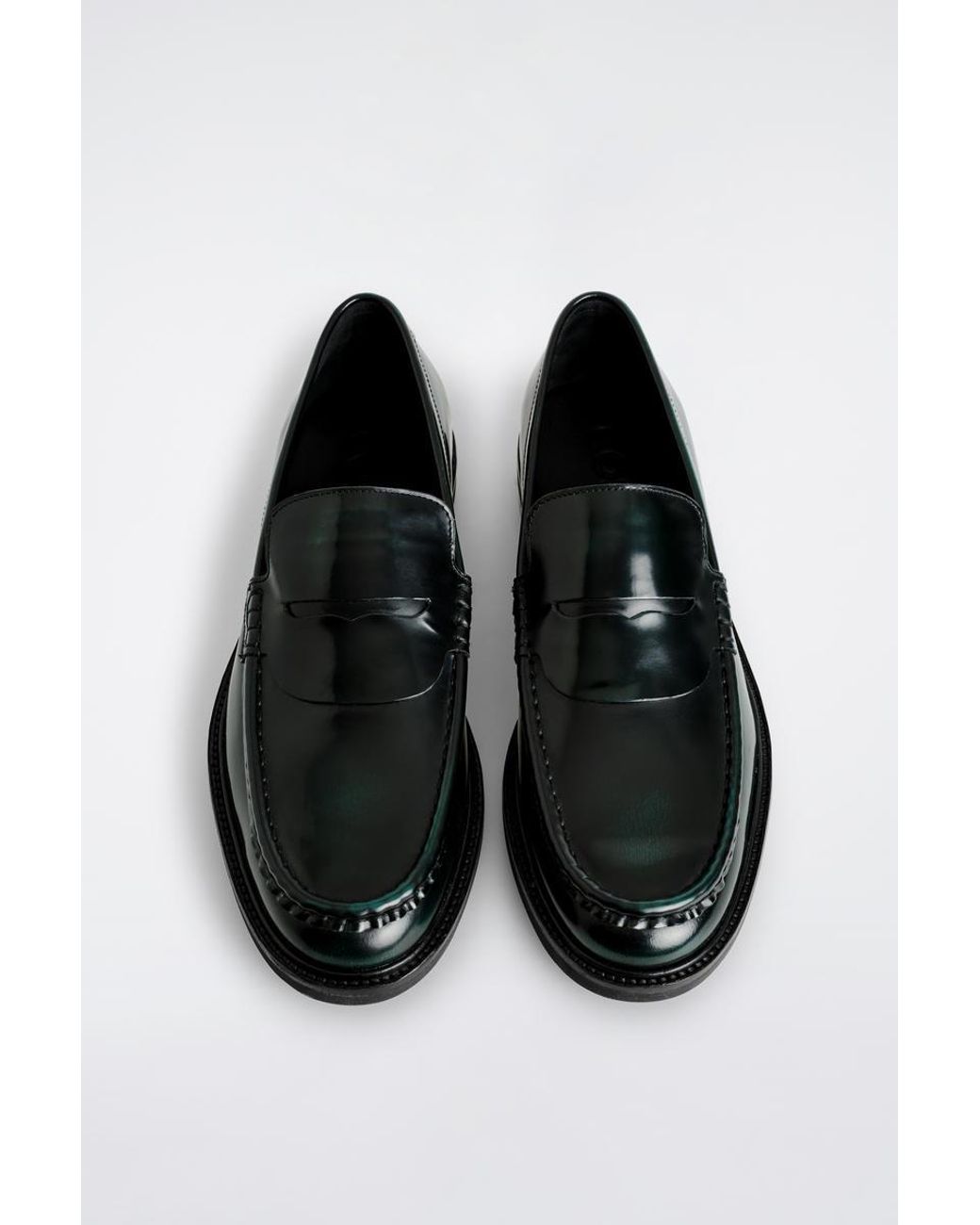 COS Black Rubbed-Leather Loafers for men