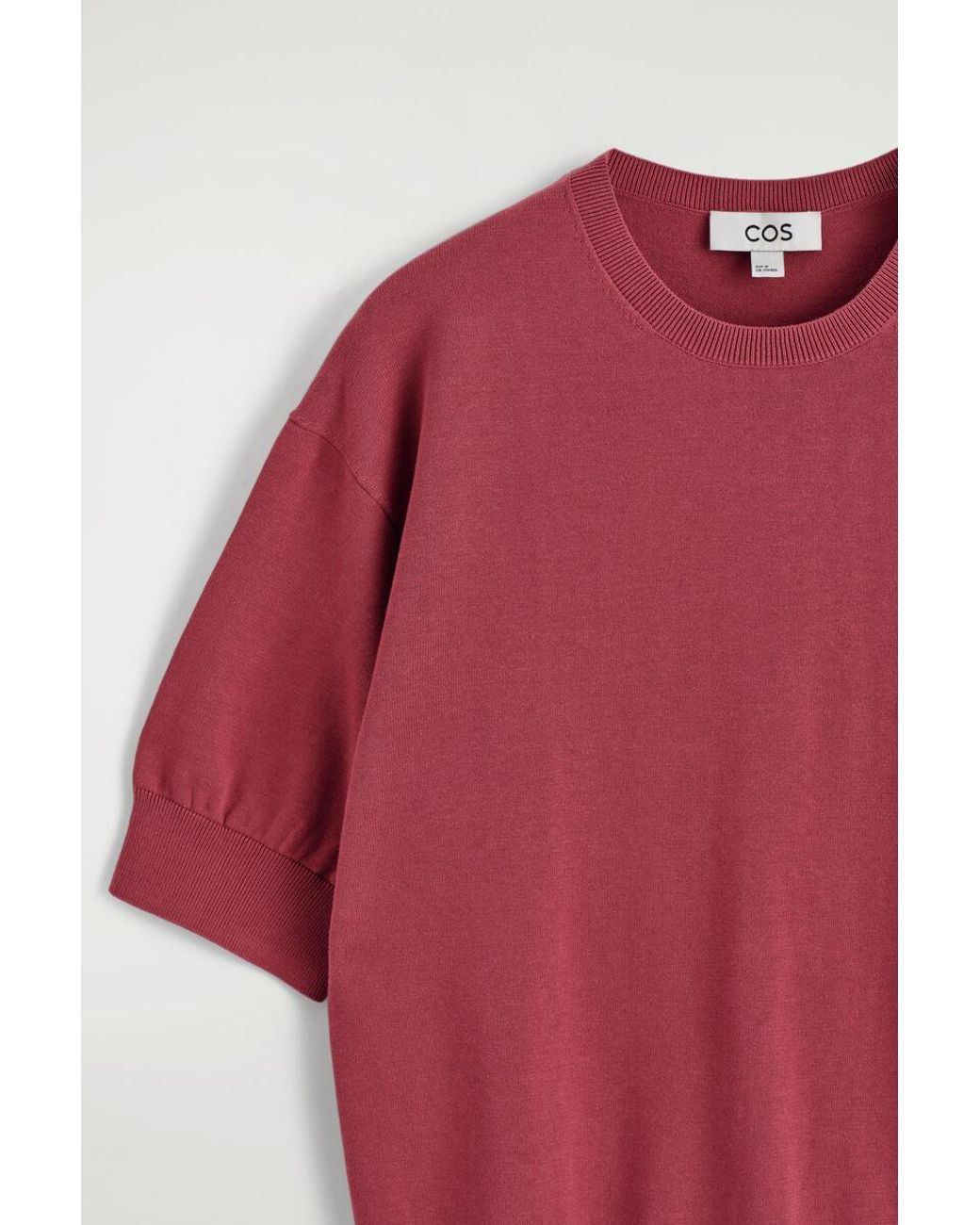 COS Red Knitted Cotton T-Shirt