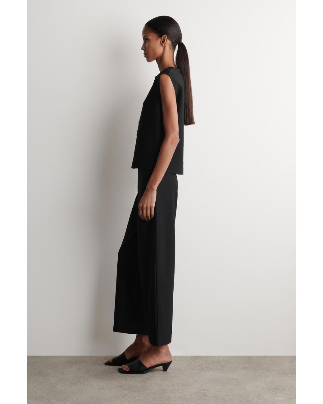 COS Black Cropped Straight-Leg Trousers
