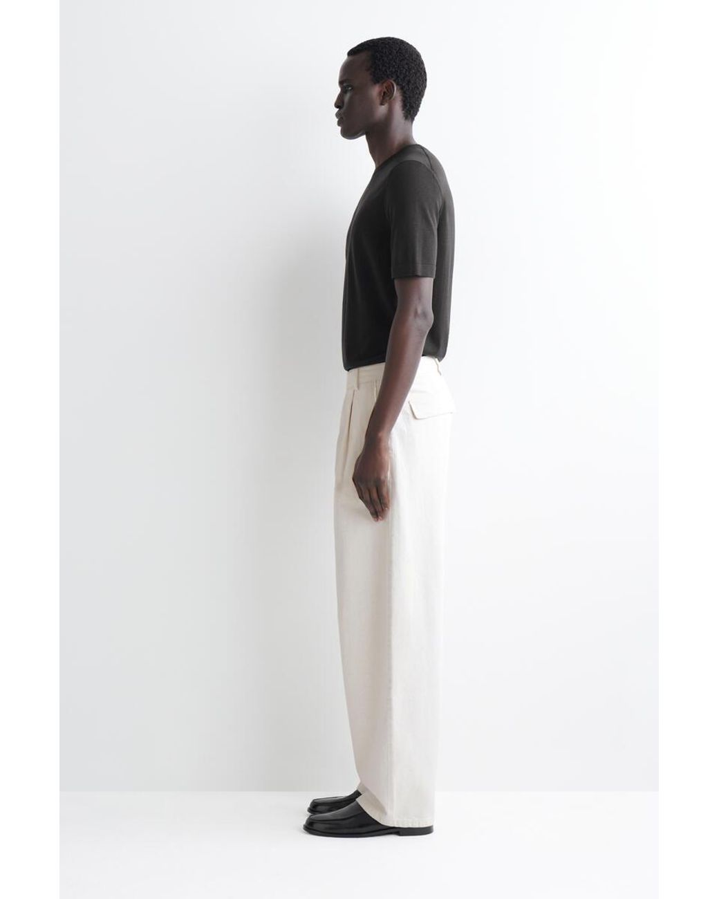 COS White Belted Denim Relaxed-Fit Barrel-Leg Trousers for men