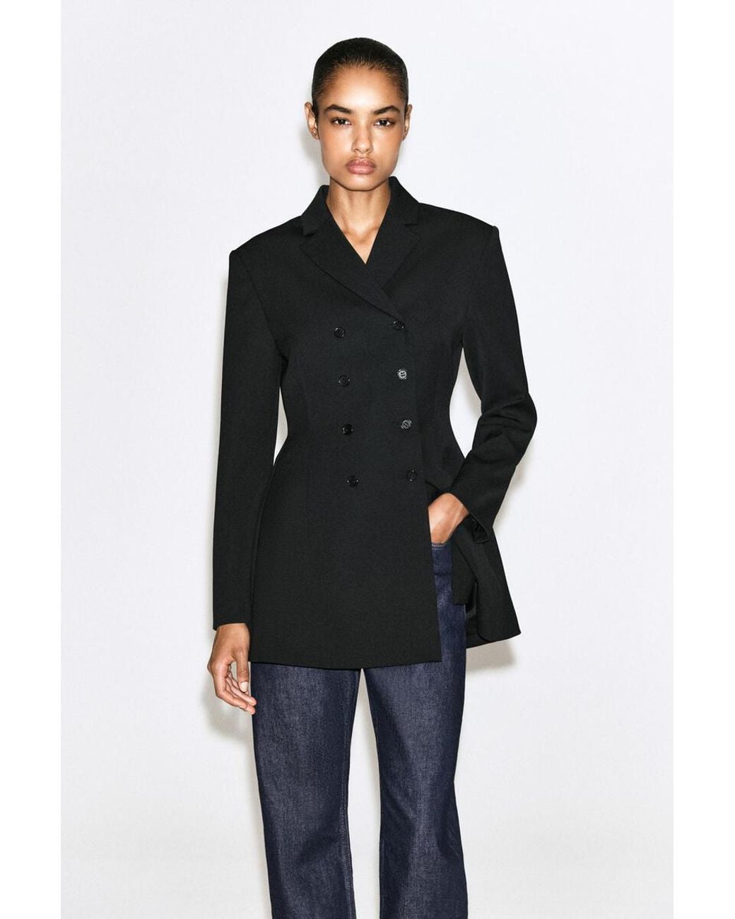 COS Black Double-Breasted Peplum Blazer