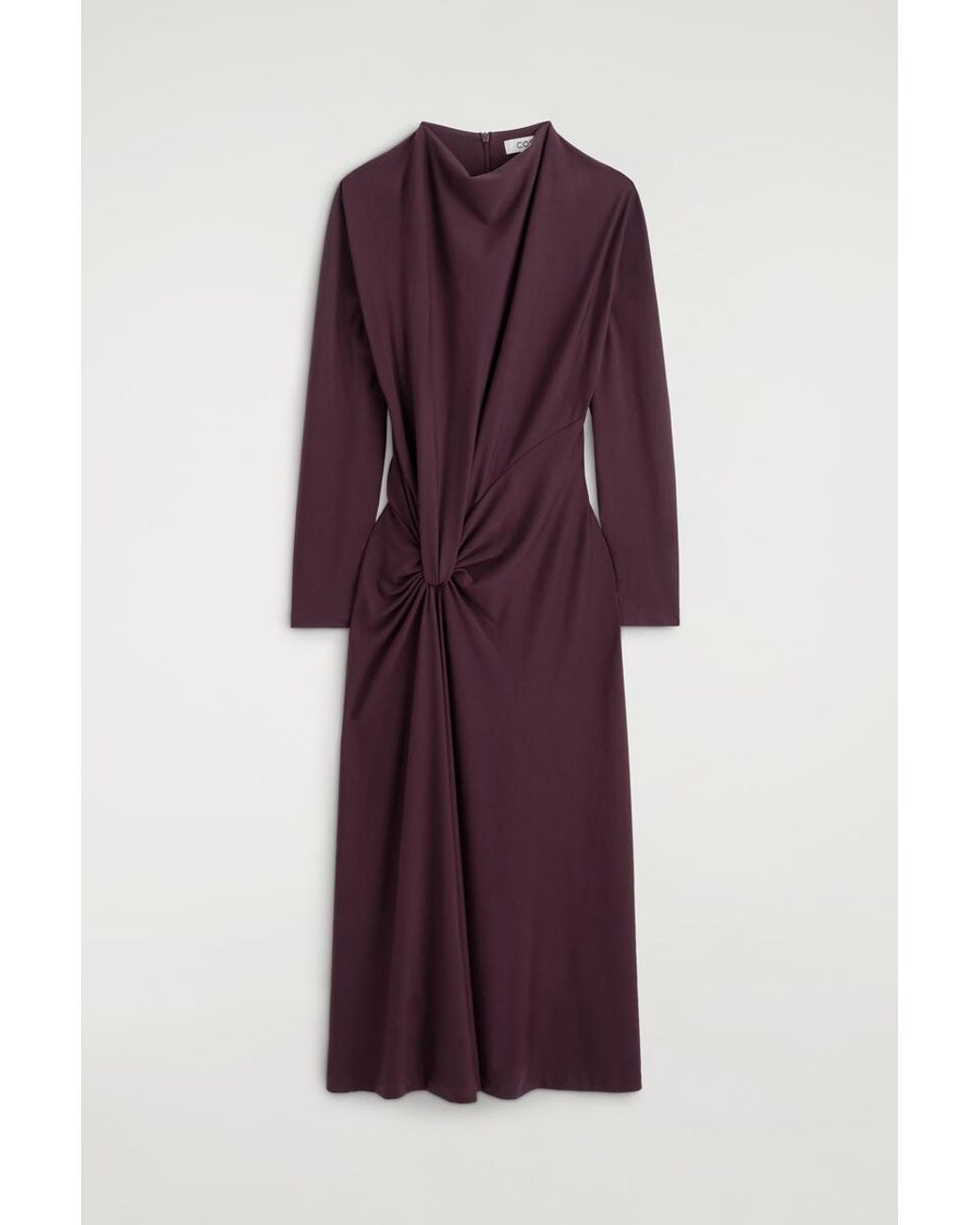 COS Purple Draped Twist-Detail Midi Dress
