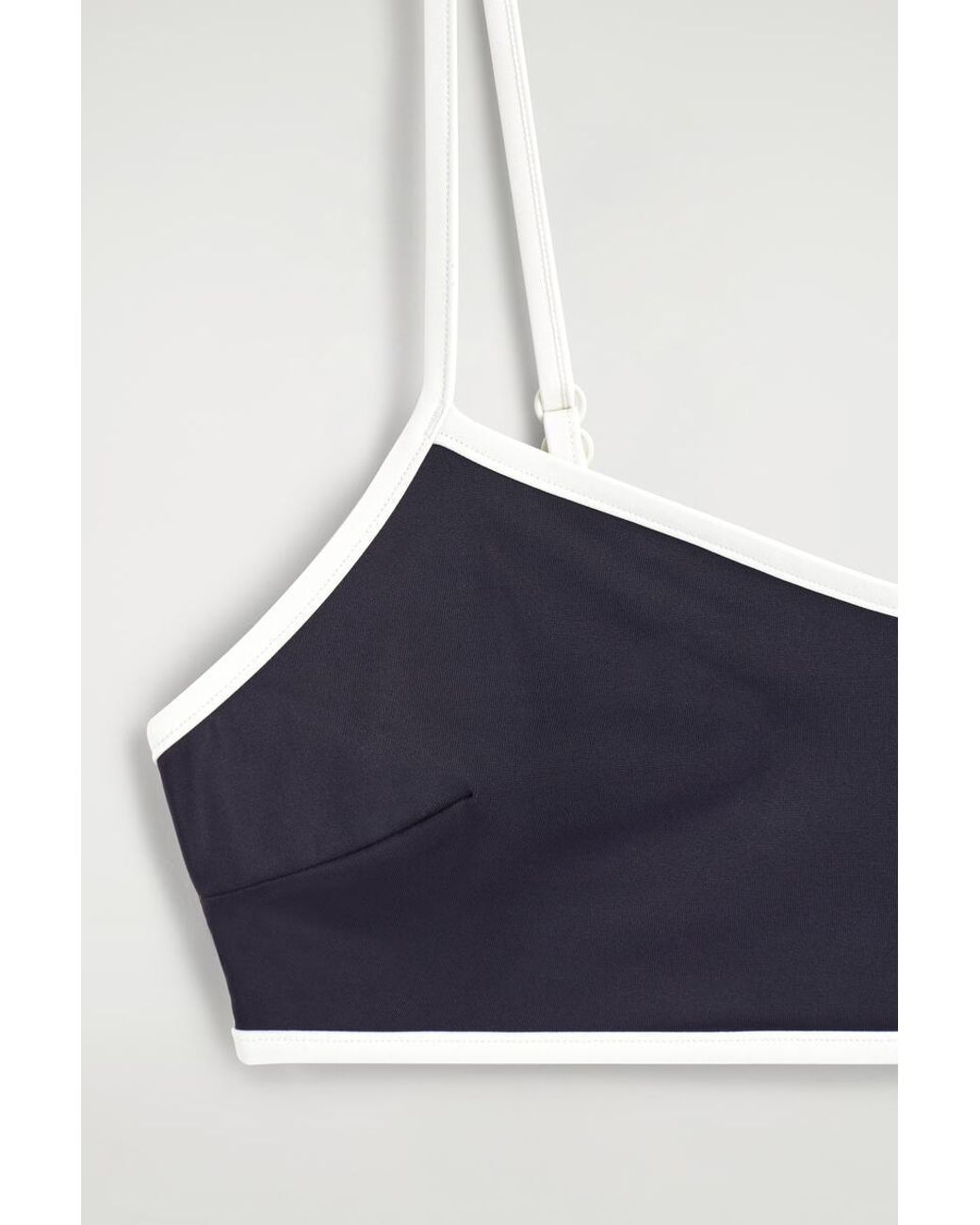 COS Blue Contrast-Trimmed Scoop-Neck Bikini Top