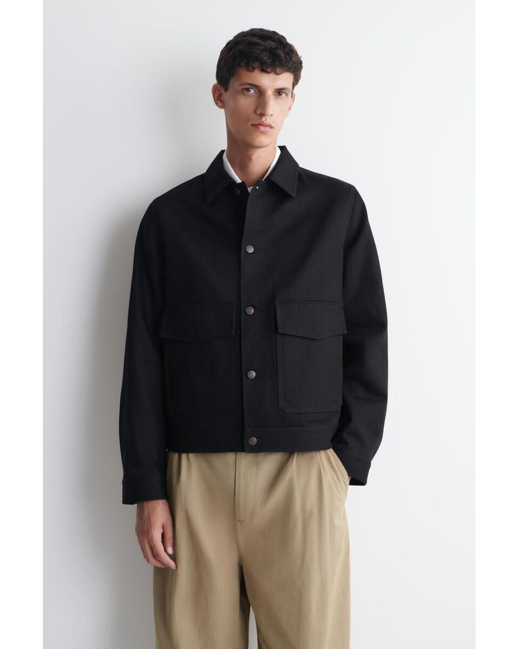 COS Black Raw Selvedge Denim Jacket for men