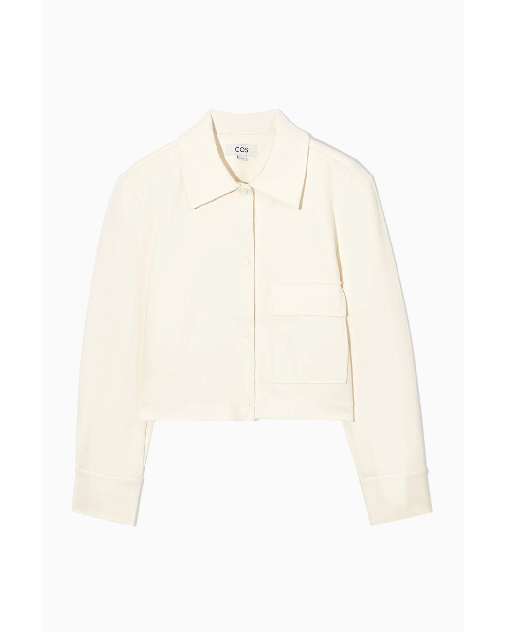COS Cropped Twill Jacket in White | Lyst