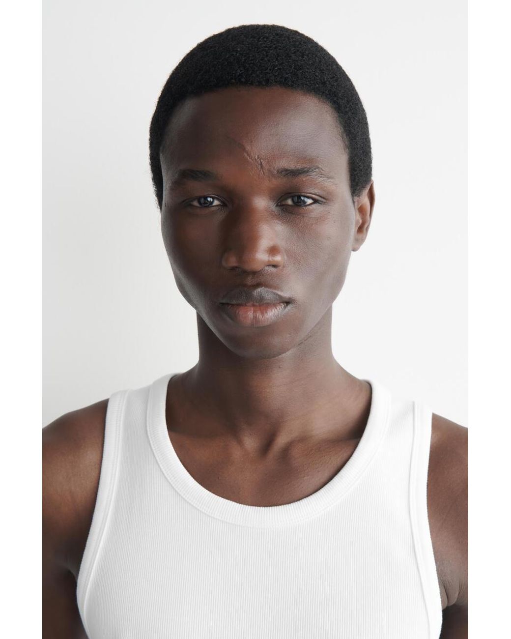 COS White Slim Ribbed Cotton Tank Top for men