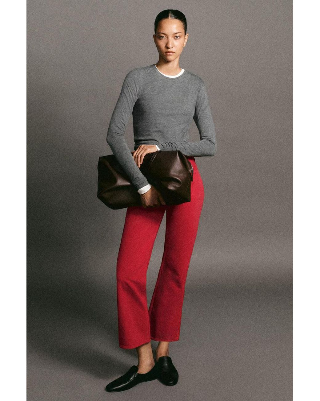 COS Red Valley Cropped Bootcut Jeans