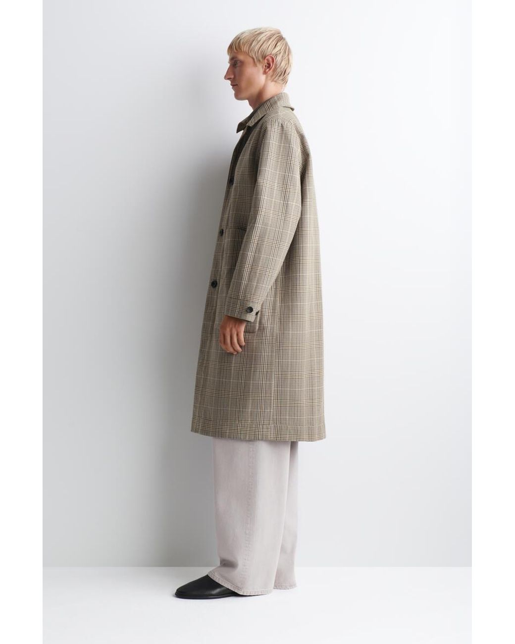COS Natural Reversible Checked Car Coat for men
