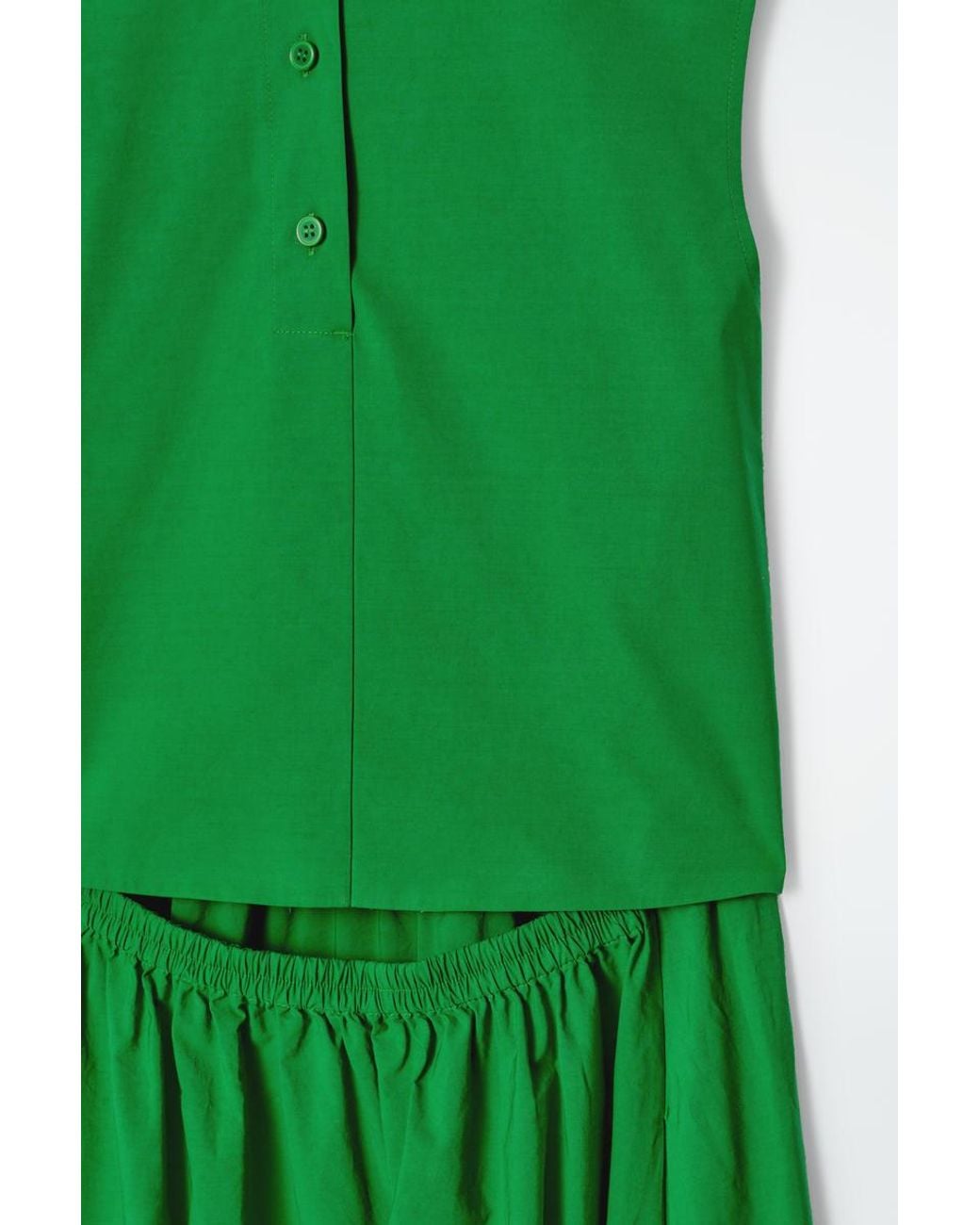 COS Open-back Cotton Midi Dress in Green | Lyst