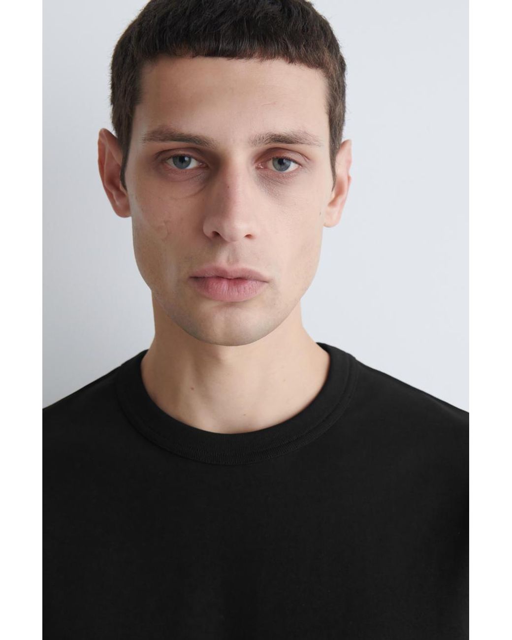 COS Black Interlock Cotton Crew-Neck T-Shirt for men