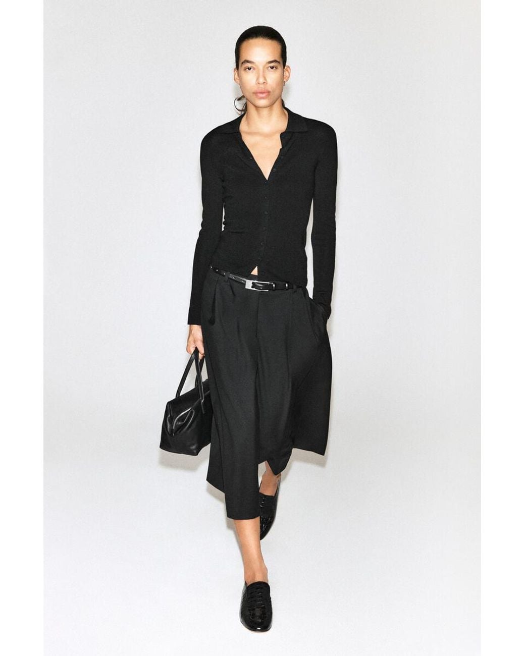 COS Black Seamless Merino Wool Shirt