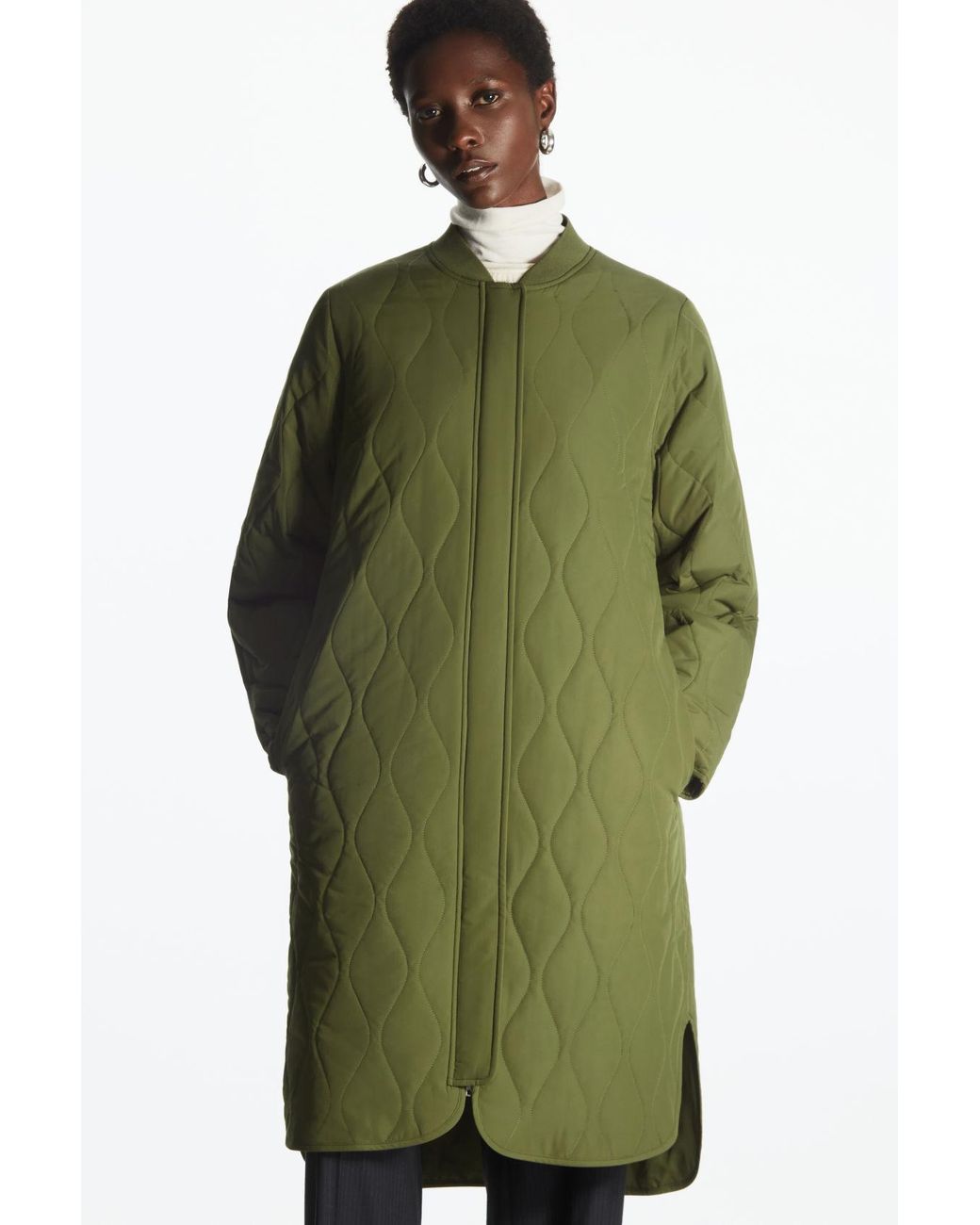 COS Reversible Longline Quilted Liner Jacket in Green | Lyst