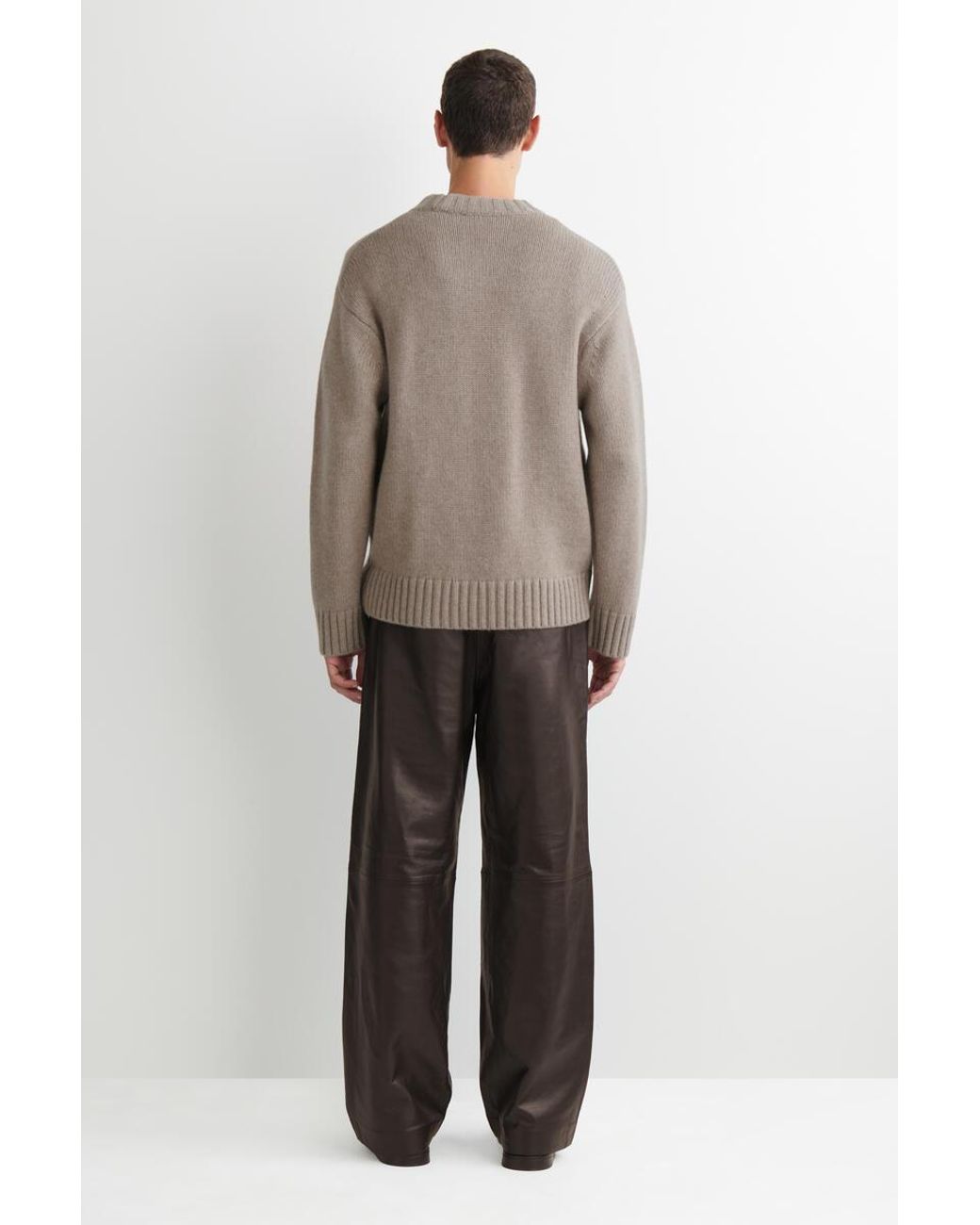 COS Gray Leather Relaxed-Fit Straight-Leg Pants for men