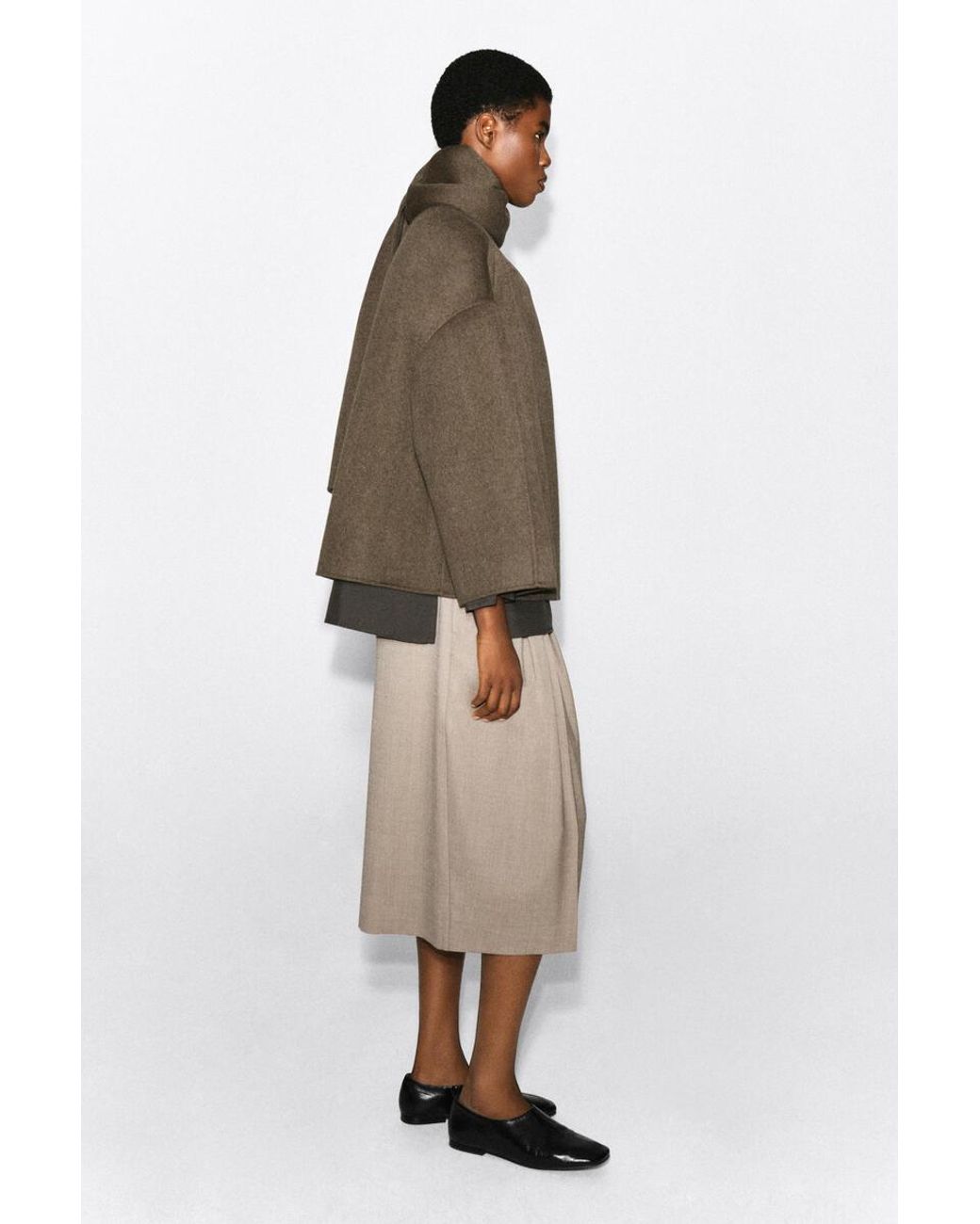 COS Brown Double-Faced Wool-Blend Scarf Jacket