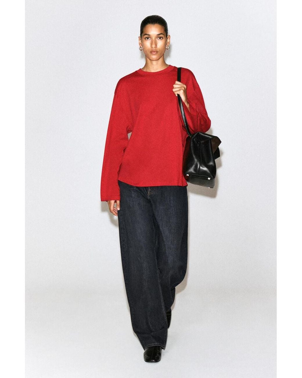 COS Red Brushed-Cotton Long-Sleeved T-Shirt