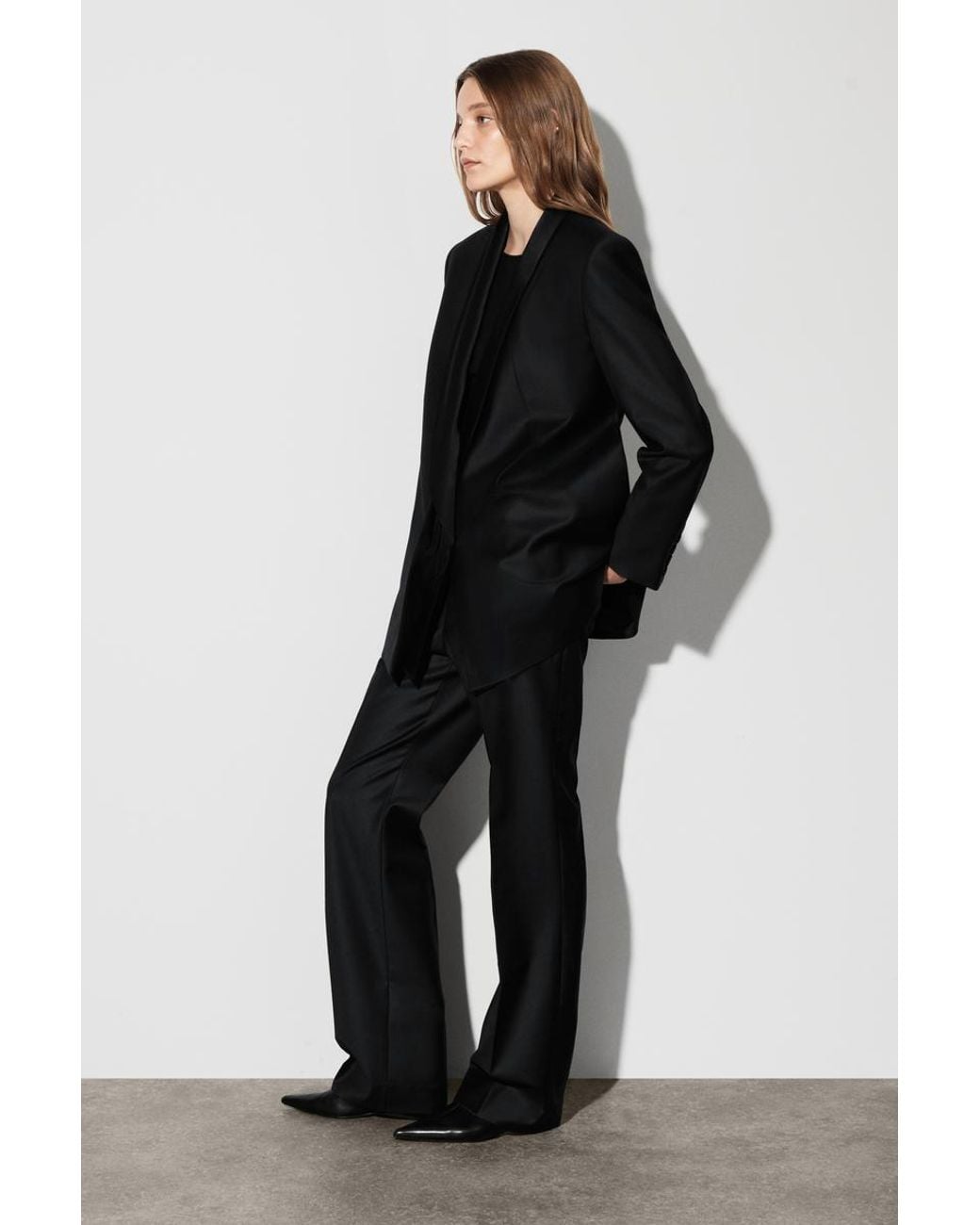 COS Black Wool-Satin Tuxedo Blazer