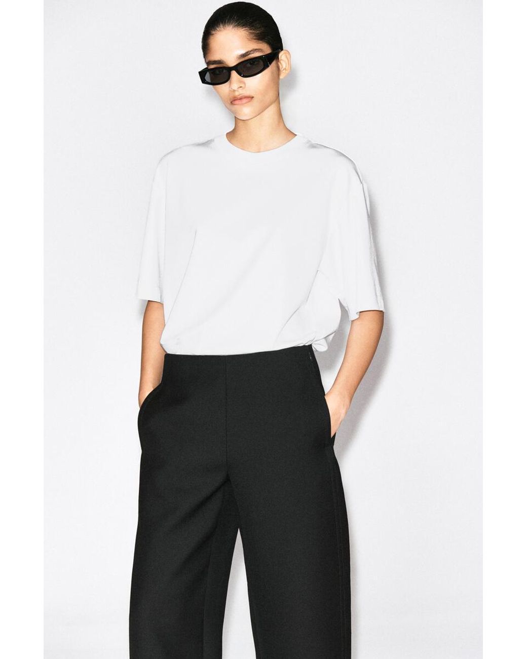 COS Black Double-Faced Barrel-Leg Pants