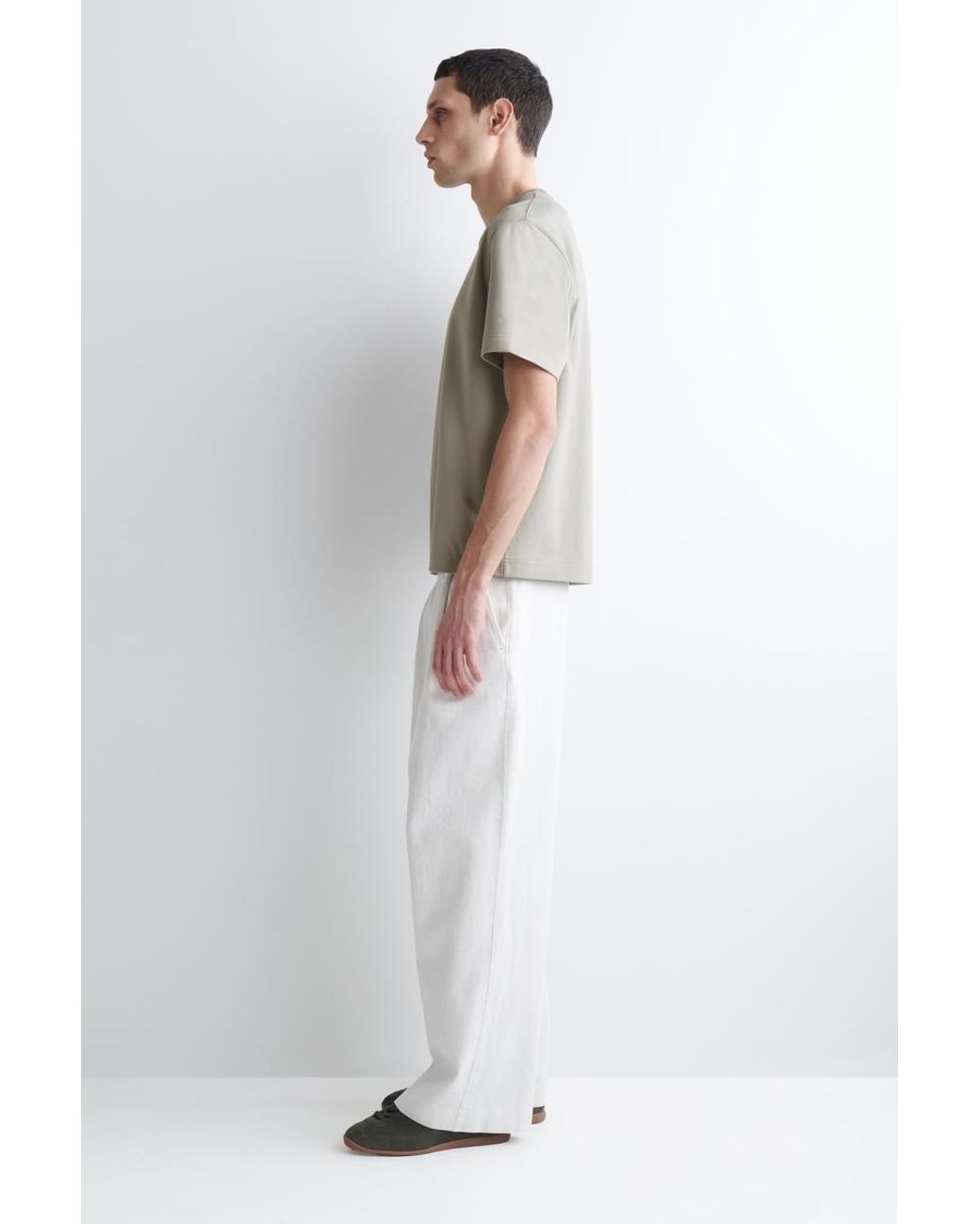 COS Gray Interlock Cotton Crew-Neck T-Shirt for men