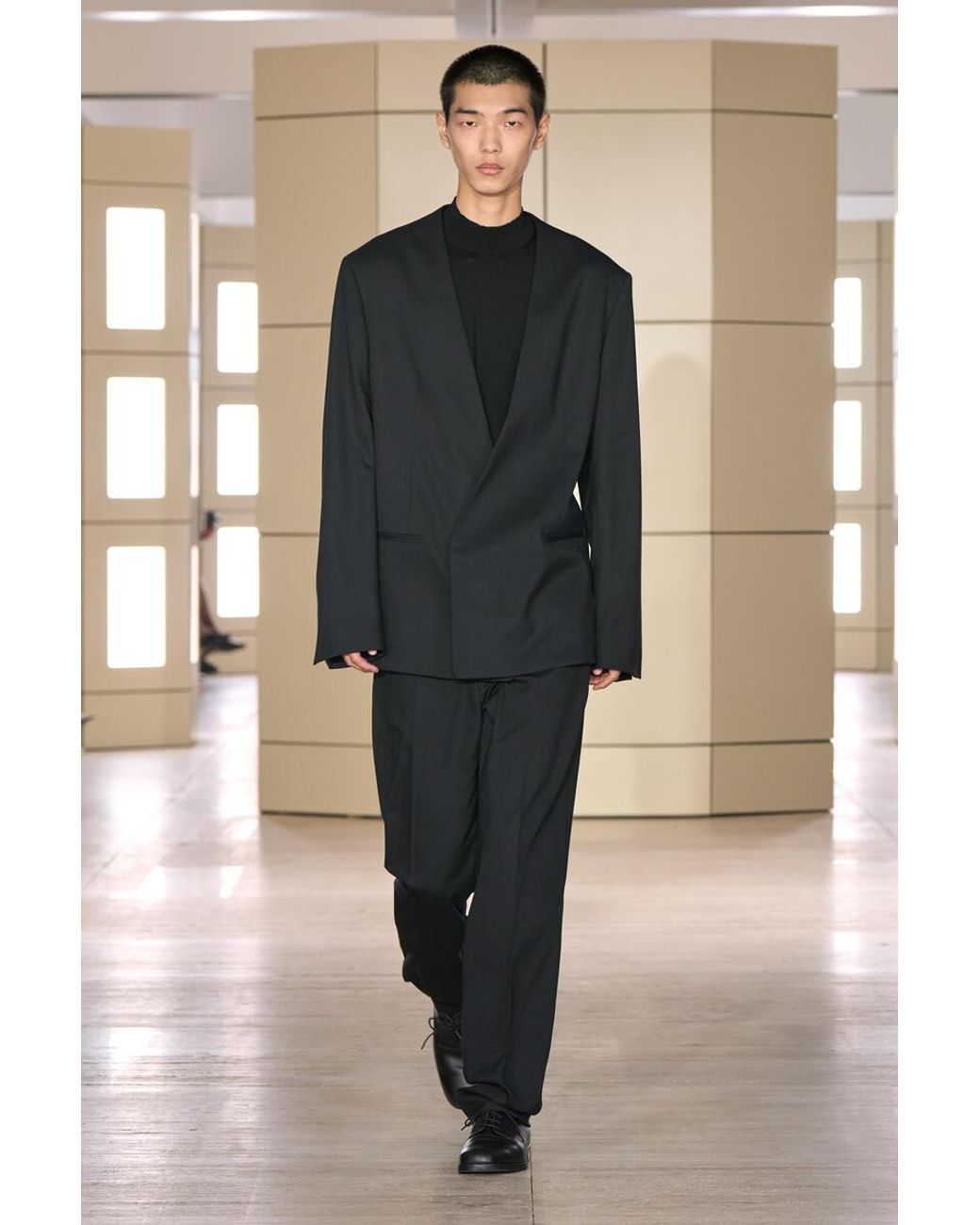 COS Black Collarless Wool Blazer for men