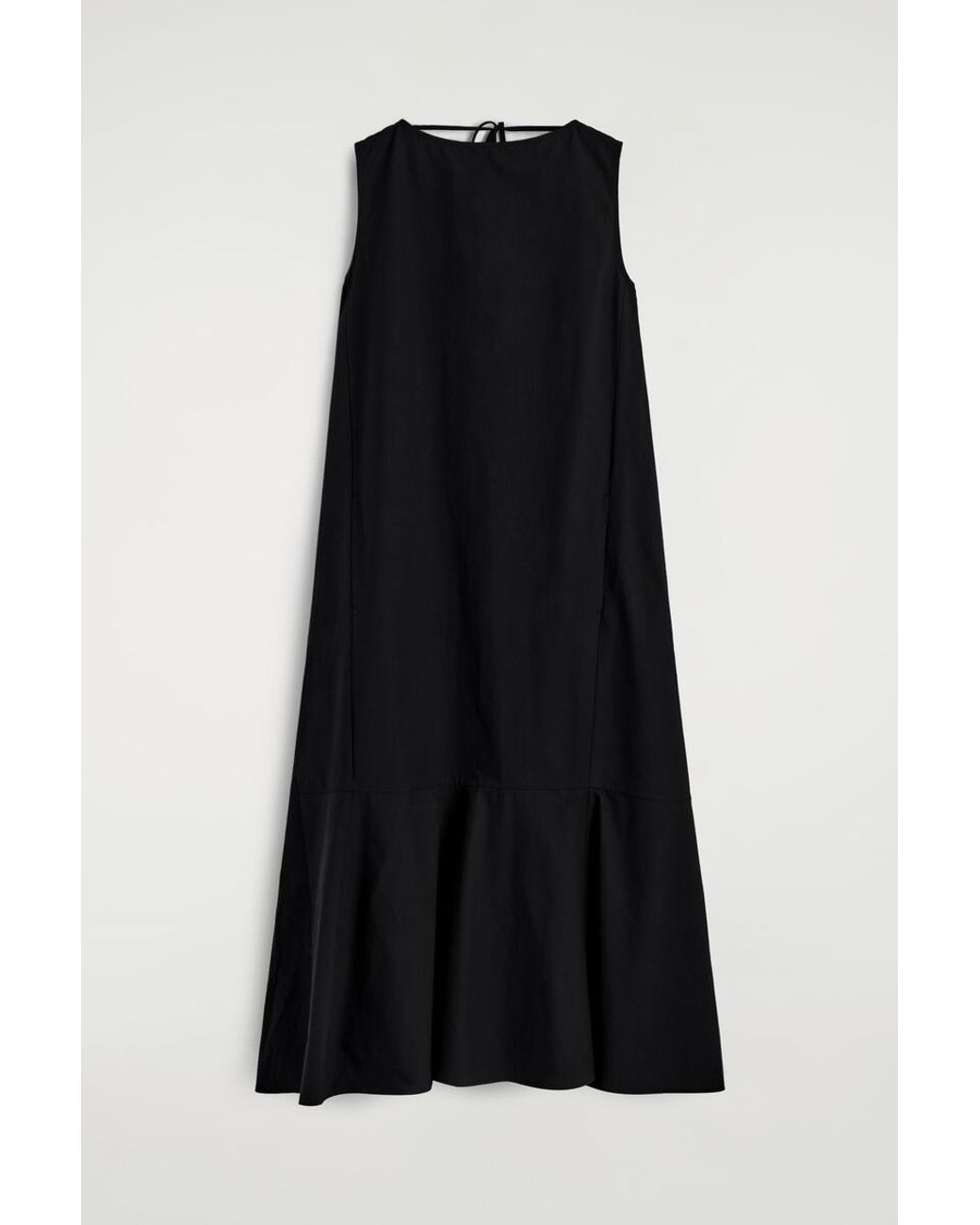 COS Black Dropped-Hem Cotton Midi Dress