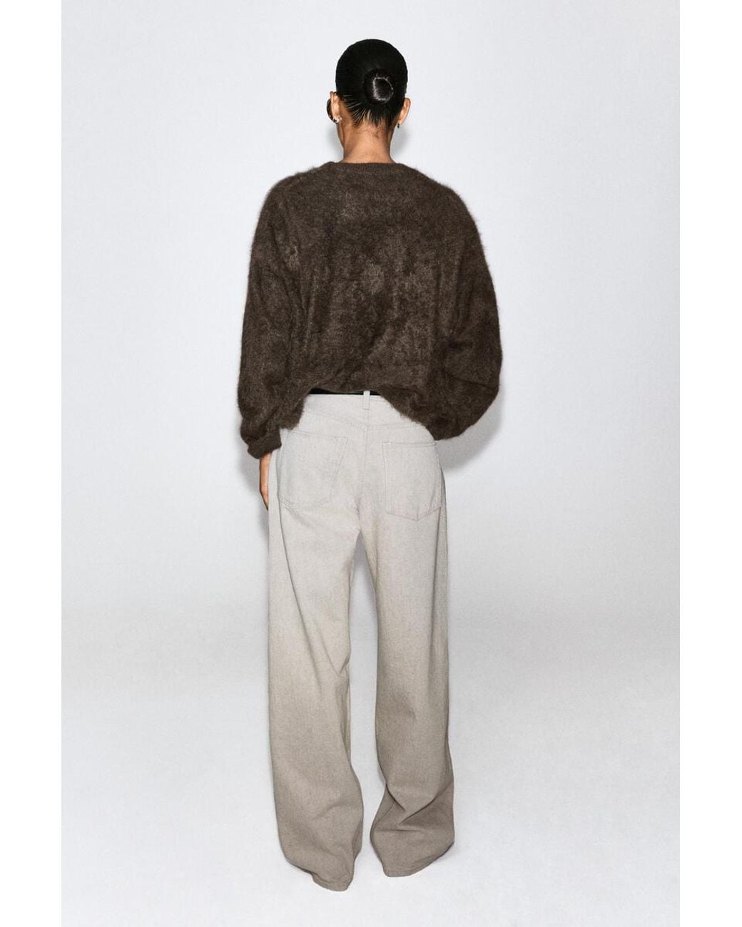 COS Brown Brushed-Cashmere Crew-Neck Sweater