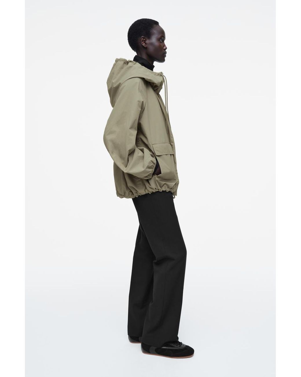 COS Technical Hooded Parka Jacket in Natural | Lyst