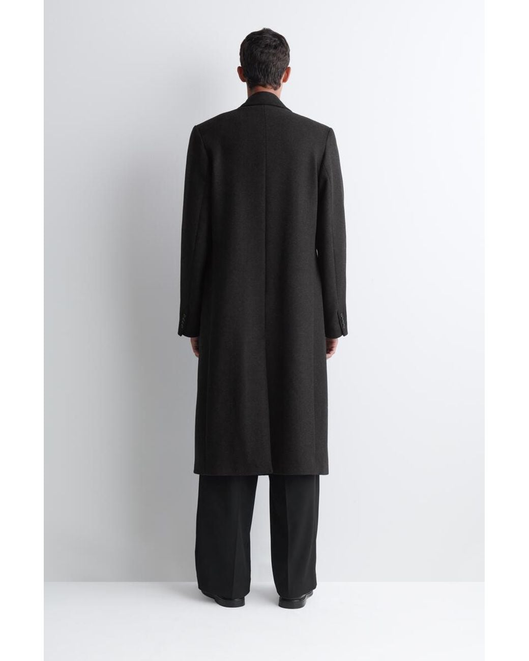 COS Black Double-Breasted Wool-Blend Long Coat for men