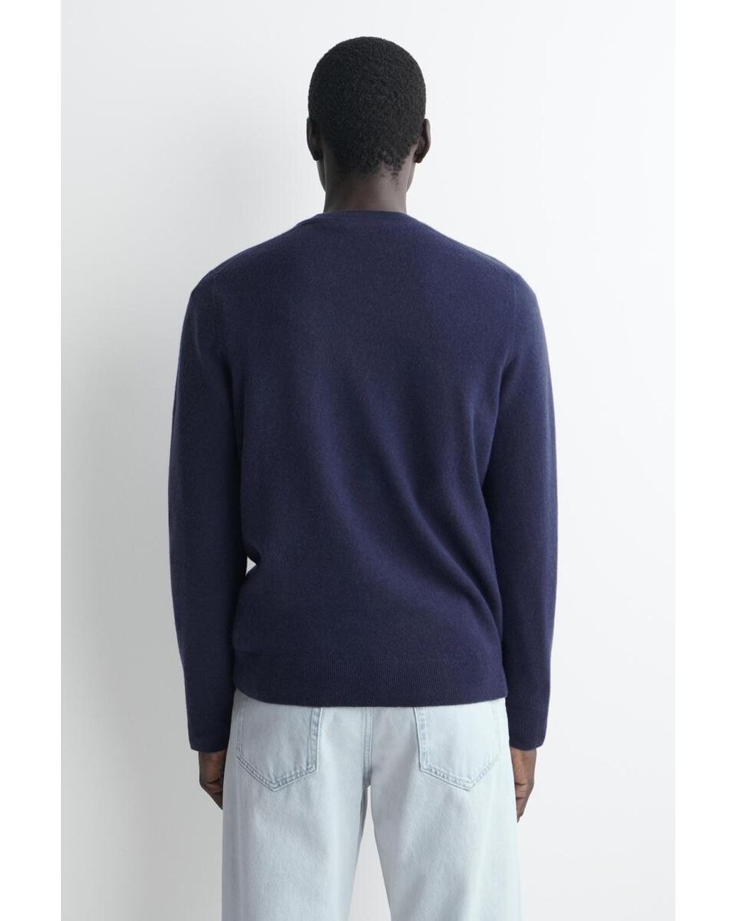 COS Blue Pure Cashmere Crew-Neck Jumper for men