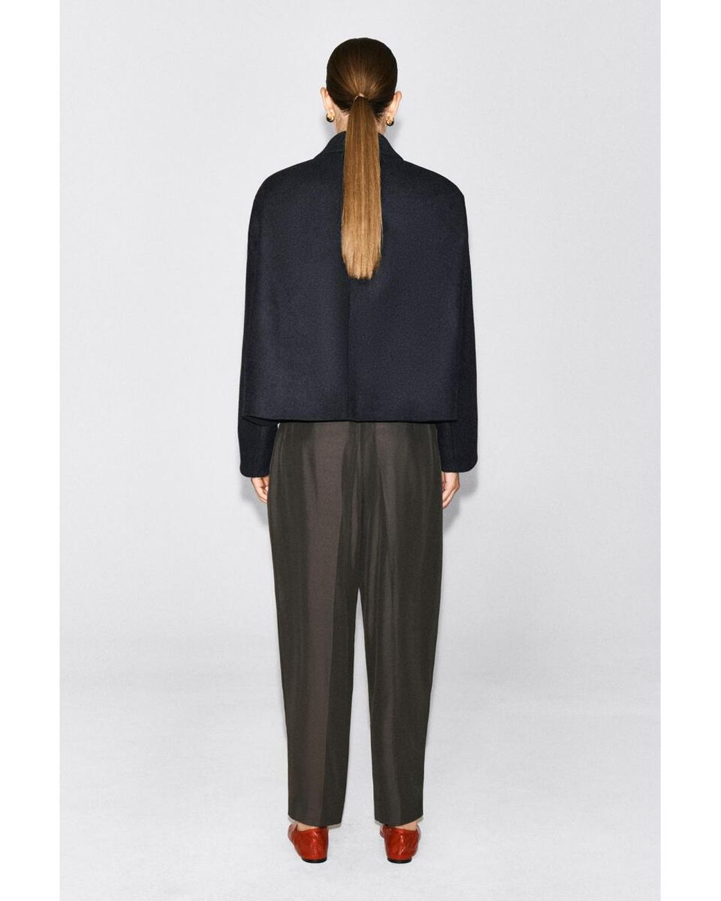 COS Black Oversized Cropped Boiled Wool-Blend Blazer