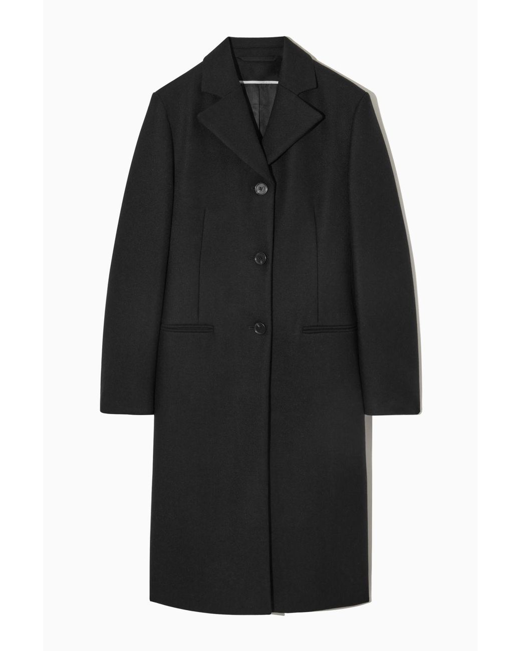 COS Woolblend Waisted Coat in Black Lyst