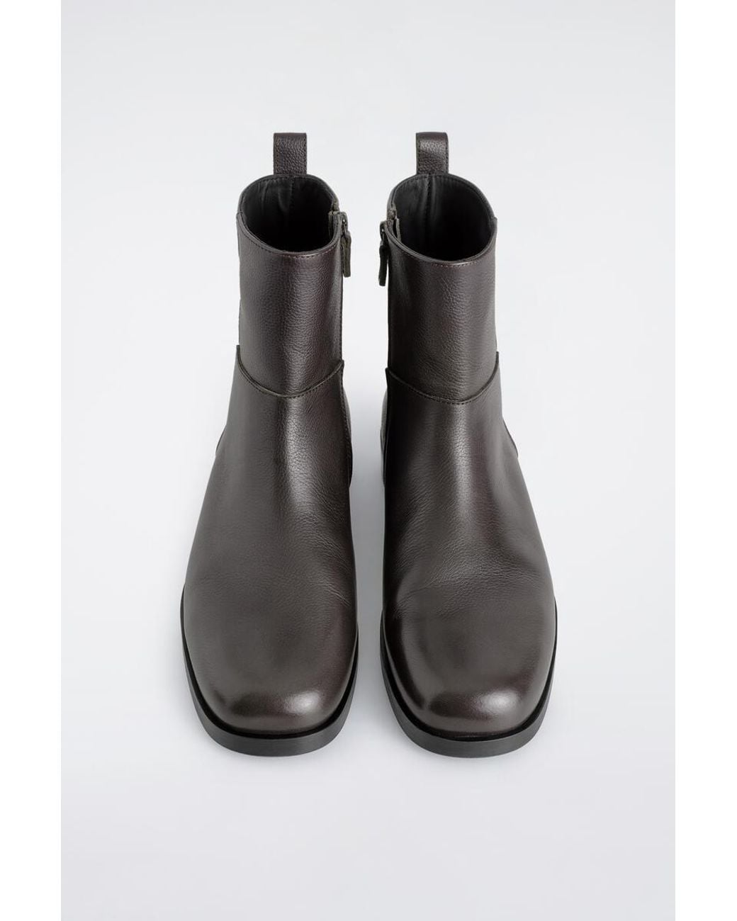 COS White Square-Toe Leather Ankle Boots for men