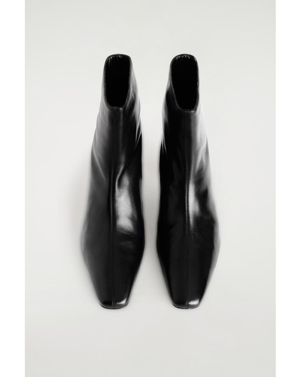 COS White Angular Leather Heeled Ankle Boots
