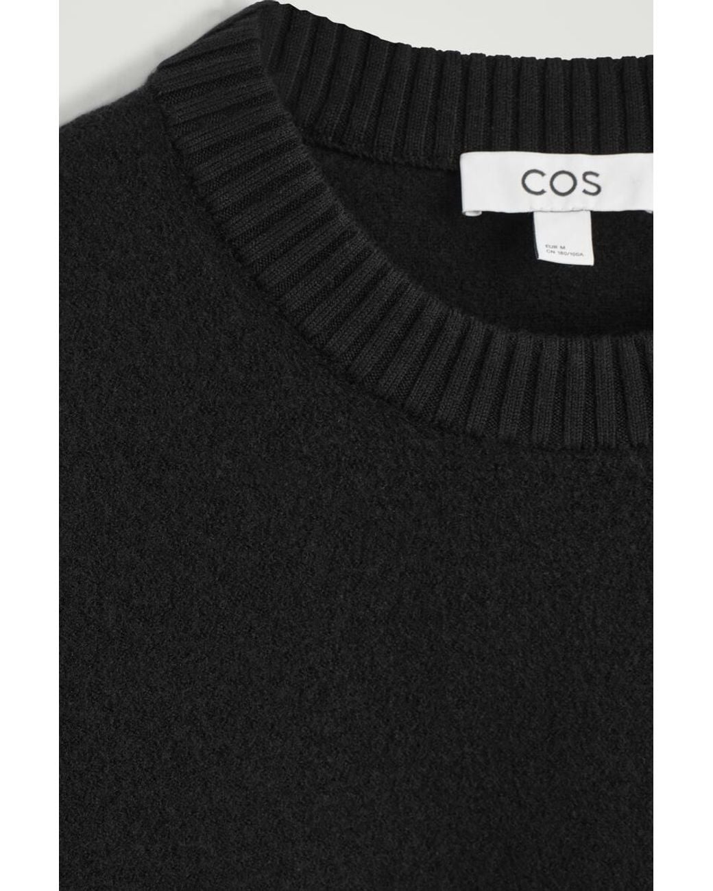 COS Black Boiled Merino Wool Crew-Neck Sweater for men