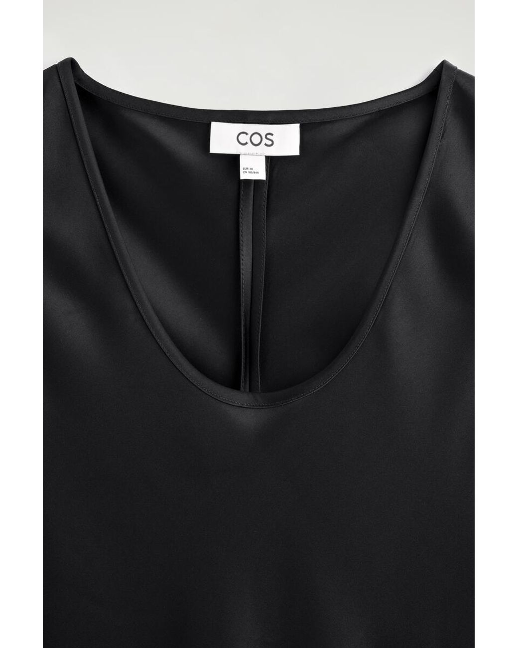 COS Black Scoop-Neck Satin Midi Dress