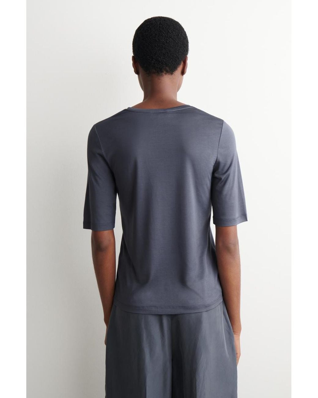 COS Blue Fluid Silk T-Shirt
