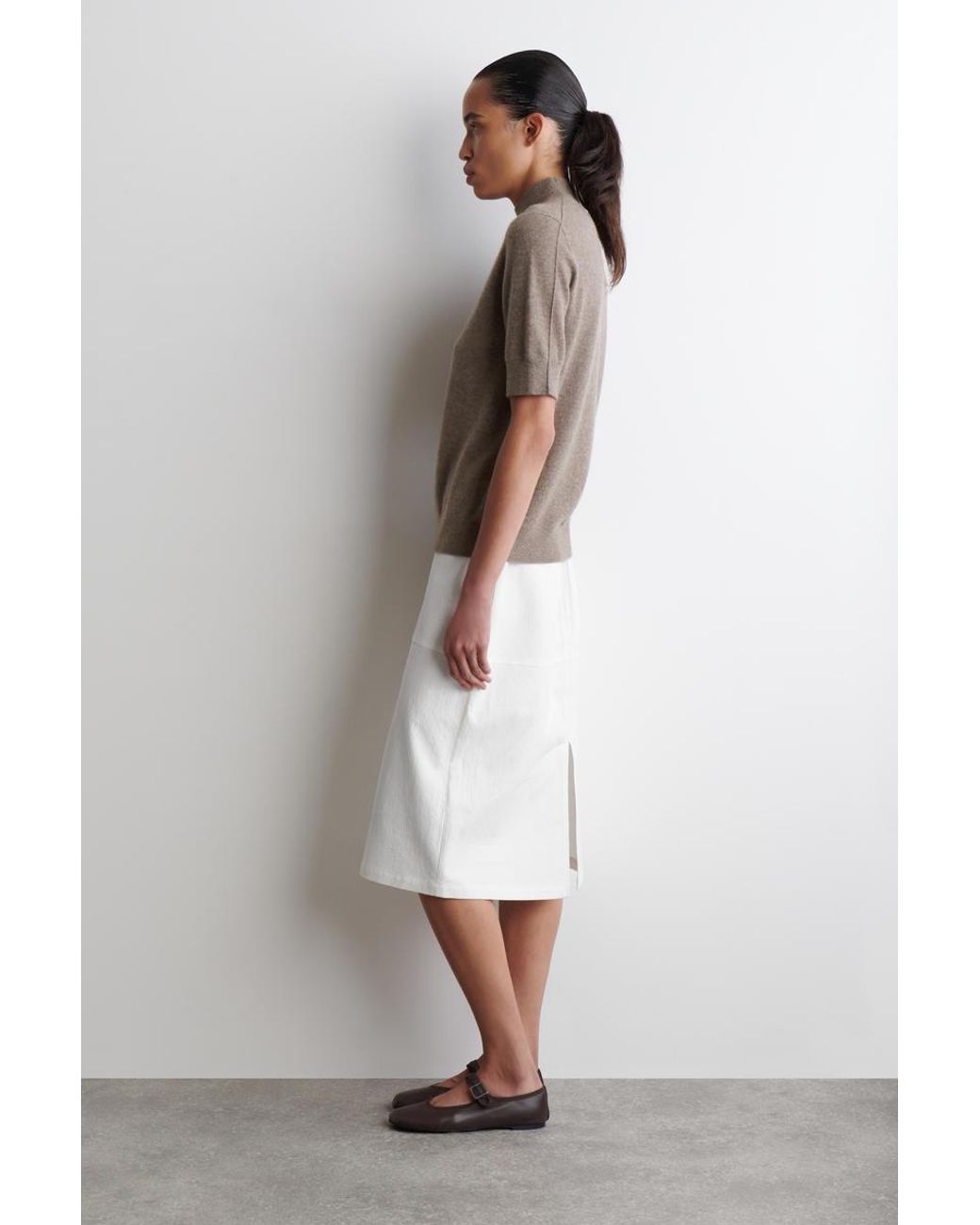 COS Black Cashmere Mock-Neck T-Shirt